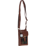 Ashwood Leather & Harris Tweed® Cloth elegance Crossbody Bag Tan/Green/Red: TW-20-08-TR