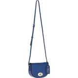 Real Leather Saddle Crossbody Bag Blue: 63753