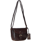 Leather Flap-Over Crossbody Bag Brown: Violet