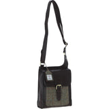 Ashwood Leather & Harris Tweed® Cloth Crossbody Bag Brown/Green: TW-24-09-BG
