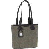 Ashwood Leather & Harris Tweed® Cloth Genuine Leather Shoulder Bag Brown/Green: TW-23-09-BG
