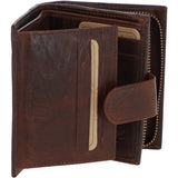 Women's Vintage Wash Leather Wallet Purse Brandy : G-41