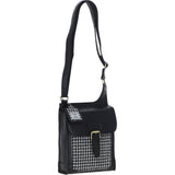 Ashwood Leather & Harris Tweed® Cloth Crossbody Bag Black/White: TW-24-012-BW
