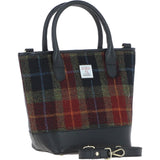 Ashwood Leather & Harris Tweed® Cloth Large Grab Bag Black/Green/Red: TW-64-07-BR