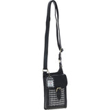 Ashwood Leather & Harris Tweed® Cloth elegance Crossbody Bag Black/White: TW-20-012-BW