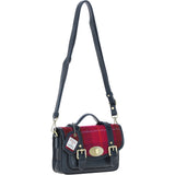 Ashwood Leather & Harris Tweed® Cloth Small Satchel Bag with Twist Lock Navy/Pink: TW-33-06-NP