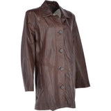 Womens Single Breasted Oversized Leather Coat Mid Brown/app: IVONNE 2