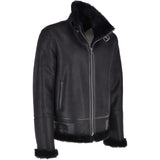 Mens Luxury Shearling Flying Jacket Black: NEON