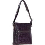 Ashwood Leather Croc-embossed Shoulder Bag for Woman Purple: 12088