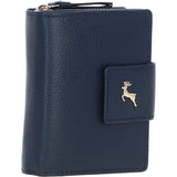 Ashwood Leather RFID Secure Wallet/Purse with Zip and Stud Closure Navy: X-30