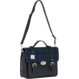 Ashwood Leather & Harris Tweed® Cloth Large Satchel Bag with Twist Lock Black/Watch: TW-35-03-BW