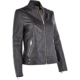 Leather Biker Jacket Black: N-12