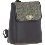 Ashwood Leather & Harris Tweed® Cloth Compact Backpack Brown/Green: TW-65-09-BG