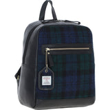 Authentic Ashwood Leather & Harris Tweed® Cloth Backpack Black/Watch: TW-28-03-BW