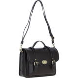 Elegance Satchel Leather Hangbag Brown: M-89