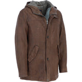 Trapper Mens Lamb Leather Hooded Jacket Brown 27: 162123