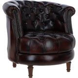 Luxury Ashwood Leather Chesterfield Single Chair Chestnut: LF-183