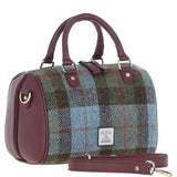 Ashwood Leather & Harris Tweed® Cloth Medium Barrel Bag Wine/Mcload: TW-62-17-WM