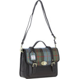 Ashwood Leather & Harris Tweed® Cloth Large Satchel Bag with Twist Lock Brown/Mcload: TW-35-01-BM