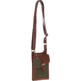 Ashwood Leather & Tweed elegance Crossbody Bag Tan/Green Check: TW-20-010-TGNH