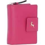 Ashwood Leather RFID Secure Wallet/Purse with Zip and Stud Closure Pink: X-30