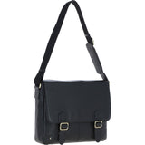 Gabicci Leather Messenger Bag with Crossbody Strap Black: GB-64957