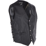 Men's Leather Embossed Laced Waistcoat Black: W/COAT SKULL