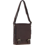 Classic A4 Leather Flap-Over Messenger Bag Brandy: Q-43