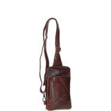 Leather Crossbody Sling Bag Cognac: FE-21