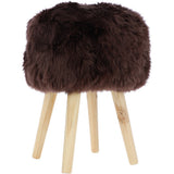 New Zealand Sheepskin Stool Chocolate: SHORT SHEEPSKIN STOOL