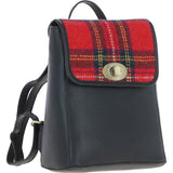 Ashwood Leather & Harris Tweed® Cloth Compact Backpack Black/Red: TW-65-14-BR