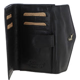 Women's Vintage Wash 12 Card Leather  Purse Black : G-42