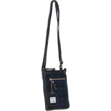 Authentic Ashwood Leather & Harris Tweed® Cloth Crossbody Bag Black/Watch: TW-29-03-BW