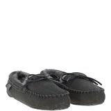 Women's Classic Suede Sheepskin Moccasin Slippers Grey: LADIES MOCCASSINS