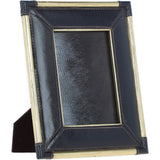 Exquisite Ashwood Leather Picture Frame (L) with Golden Accents Navy: LF-123