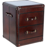 Luxury Real Leather Bedside Table Chestnut: LF-151