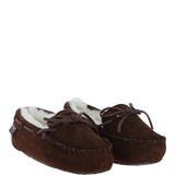Women's Classic  Suede Sheepskin Moccasin Slippers Brown: LADIES MOCCASSINS