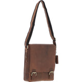 Classic A4 Leather Flap-Over Messenger Bag Brown: Q-43