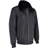 Luxury  Sheepskin Pilot Bomber Jacket With A Mink Collar  Black: MP 41