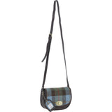 Ashwood Leather & Harris Tweed® Cloth Saddle Crossbody Bag with Twist Lock Brown/Mcload: TW-30-01-BM