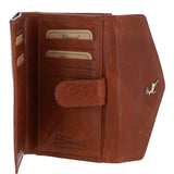 Women's Vintage Wash 12 Card Leather Purse Honey Tan: G-42