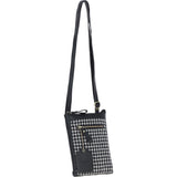 Authentic Ashwood Leather & Harris Tweed® Cloth Crossbody Bag Black/White: TW-29-012-BW