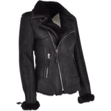 Womens Luxury Shearling Jacket Black/ Blk: P-47