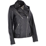 Leather Biker Jacket Black: RUTH