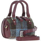 Ashwood Leather & Harris Tweed® Cloth X-Small Barrel Bag Wine/Mcload: TW-60-17-WM