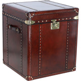 Luxury Handcrafted Leather Large Storage Trunk Chestnut: LF-147