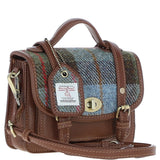 Ashwood Leather & Harris Tweed® Cloth Mini Satchel Bag with Twist Lock Tan/Mcload: TW-32-02-TM