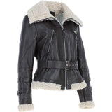 Women's Aviator Biker Jacket Choco/Beige: 2420