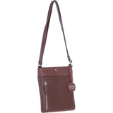 Exquisite Genuine Leather Crossbody Flat Bag with Golden Accents 2 Tone Tan: 64255