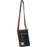 Authentic Ashwood Leather & Harris Tweed® Cloth Crossbody Bag Tan/Watch: TW-29-04-TW